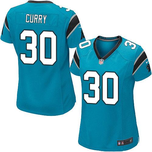 Panthers #30 Stephen Curry Blue Alternate Women's Stitched NFL Elite Jersey