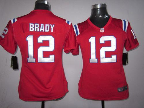 Patriots #12 Tom Brady Red Alternate Women's Stitched NFL Elite Jersey