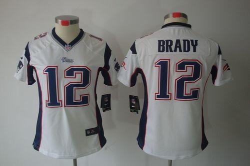 Patriots #12 Tom Brady White Women's Stitched NFL Limited Jersey