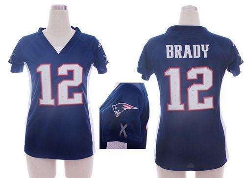 Patriots #12 Tom Brady Navy Blue Team Color Draft Him Name & Number Top Women's Stitched NFL Elite Jersey