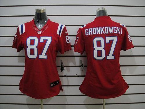 Patriots #87 Rob Gronkowski Red Alternate Women's Stitched NFL Limited Jersey