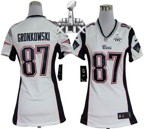Patriots #87 Rob Gronkowski White Super Bowl XLIX Women's Stitched NFL Elite Jersey