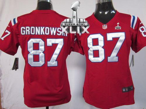 Patriots #87 Rob Gronkowski Red Alternate Super Bowl XLIX Women's Stitched NFL Elite Jersey