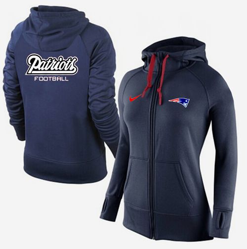 Women's New England Patriots Full Zip Performance Hoodie Dark Blue