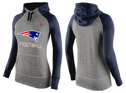 Women's New England Patriots Performance Hoodie Grey & Dark Blue_1