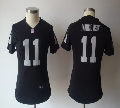 Raiders #11 Sebastian Janikowski Black Team Color Women's NFL Game Jersey