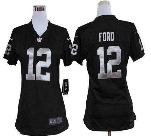Raiders #12 Jacoby Ford Black Team Color Women's Stitched NFL Elite Jersey