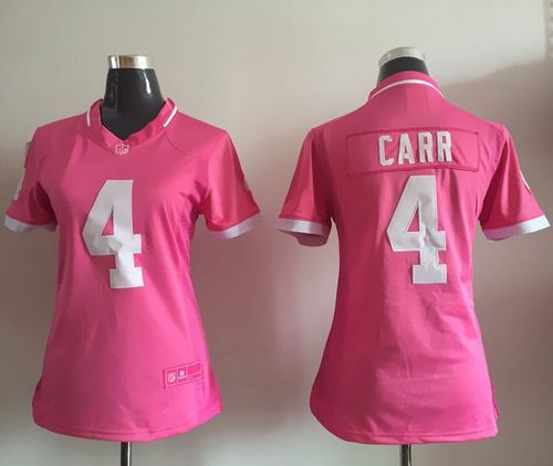 Raiders #4 Derek Carr Pink Women's Stitched NFL Elite Bubble Gum Jersey