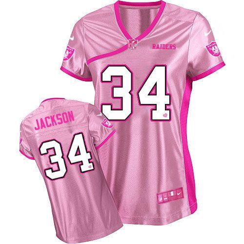 Raiders #34 Bo Jackson Pink Women's Be Luv'd Stitched NFL Elite Jersey