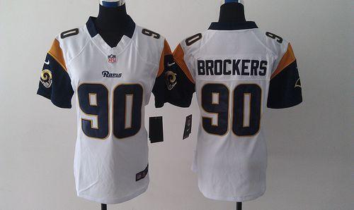 Rams #90 Michael Brockers White Women's Stitched NFL Limited Jersey