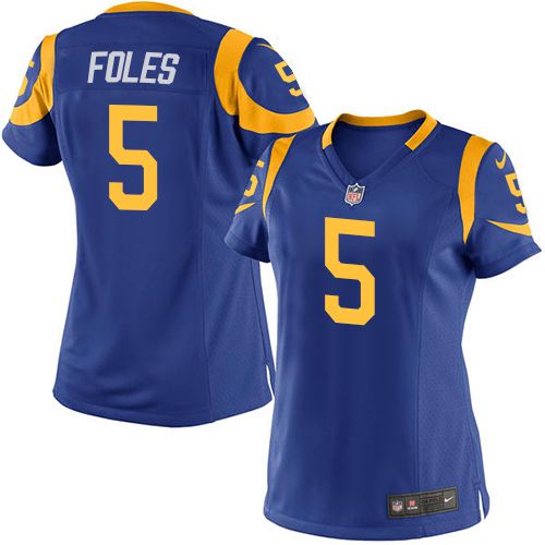 Rams #5 Nick Foles Royal Blue Alternate Women's Stitched NFL Elite Jersey