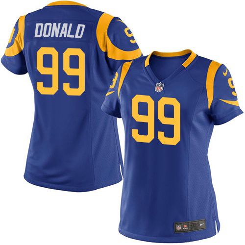 Rams #99 Aaron Donald Royal Blue Alternate Women's Stitched NFL Elite Jersey