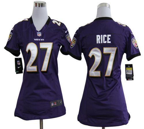 Ravens #27 Ray Rice Purple Team Color Women's Stitched NFL Elite Jersey