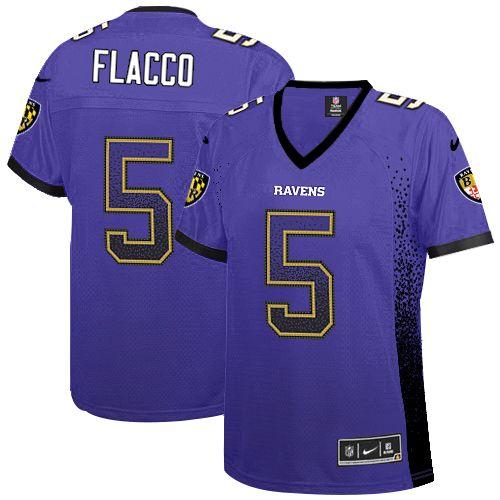 Ravens #5 Joe Flacco Purple Team Color Women's Stitched NFL Elite Drift Fashion Jersey