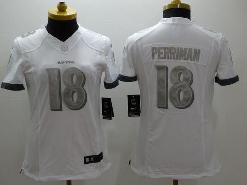 Ravens #18 Breshad Perriman White Women's Stitched NFL Limited Platinum Jersey