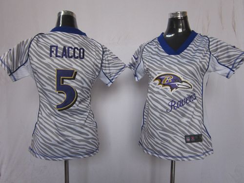 Ravens #5 Joe Flacco Zebra Women's Stitched NFL Elite Jersey