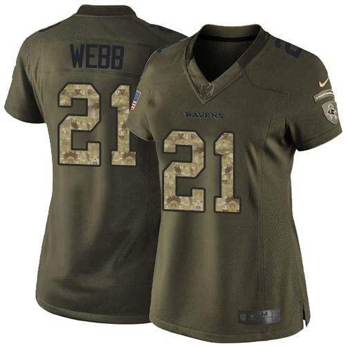 Ravens #21 Lardarius Webb Green Women's Stitched NFL Limited Salute to Service Jersey