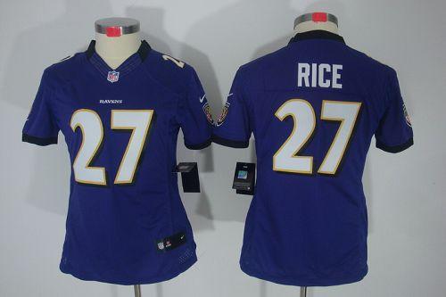 Ravens #27 Ray Rice Purple Team Color Women's Stitched NFL Limited Jersey