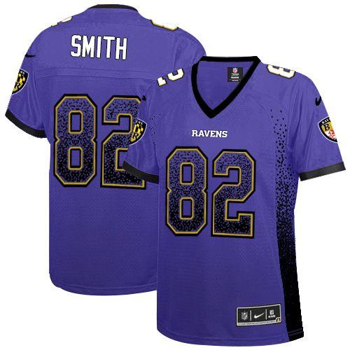Ravens #82 Torrey Smith Purple Team Color Women's Stitched NFL Elite Drift Fashion Jersey