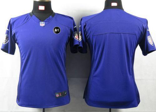 Ravens Blank Purple Team Color With Art Patch Women's NFL Game Jersey