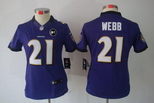 Ravens #21 Lardarius Webb Purple Team Color With Art Patch Women's Stitched NFL Limited Jersey