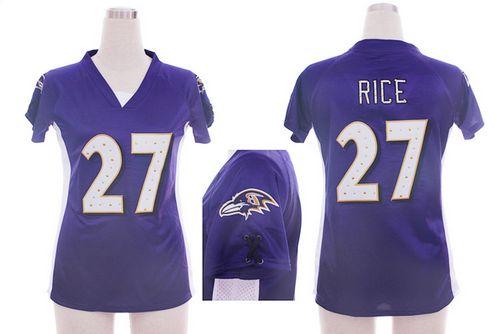 Ravens #27 Ray Rice Purple Team Color Draft Him Name & Number Top Women's Stitched NFL Elite Jersey