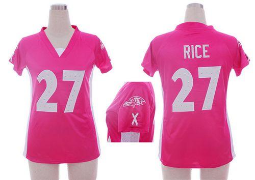 Ravens #27 Ray Rice Pink Draft Him Name & Number Top Women's Stitched NFL Elite Jersey