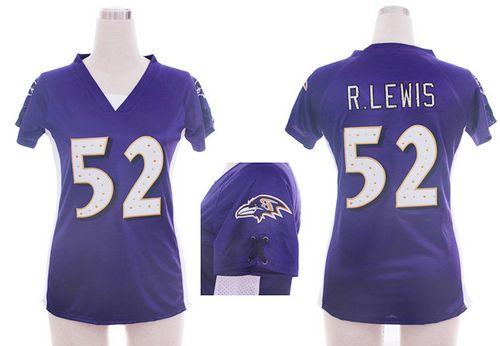 Ravens #52 Ray Lewis Purple Team Color Draft Him Name & Number Top Women's Stitched NFL Elite Jersey