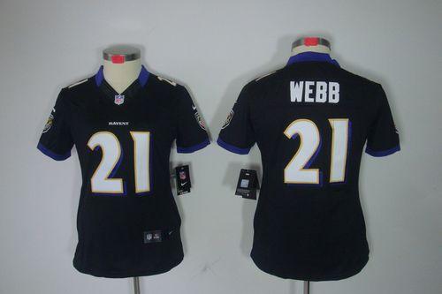 Ravens #21 Lardarius Webb Black Alternate Women's Stitched NFL Limited Jersey