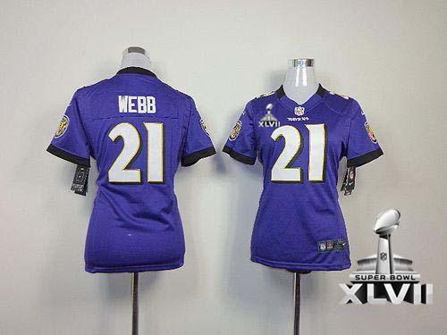Ravens #21 Lardarius Webb Purple Team Color Super Bowl XLVII Women's Stitched NFL Elite Jersey