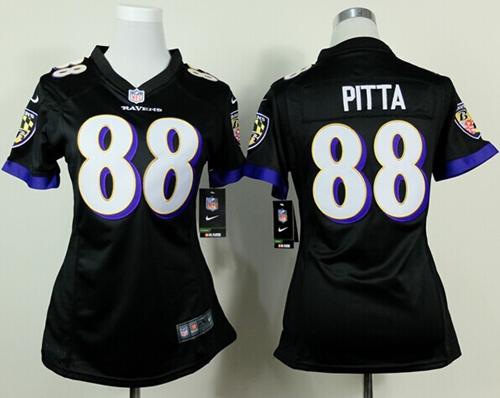 Ravens #88 Dennis Pitta Black Alternate Women's Stitched NFL New Elite Jersey