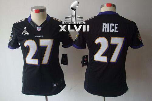 Ravens #27 Ray Rice Black Alternate Super Bowl XLVII Women's Stitched NFL Limited Jersey