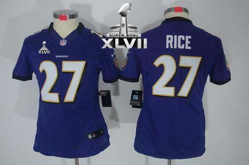 Ravens #27 Ray Rice Purple Team Color Super Bowl XLVII Women's Stitched NFL Limited Jersey