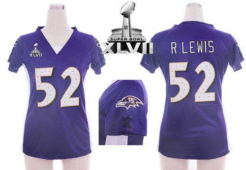 Ravens #52 Ray Lewis Purple Team Color Draft Him Name & Number Top Super Bowl XLVII Women's Stitched NFL Elite Jersey