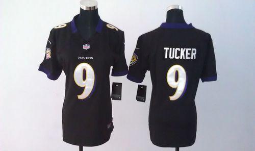 Ravens #9 Justin Tucker Black Alternate Women's Stitched NFL Elite Jersey