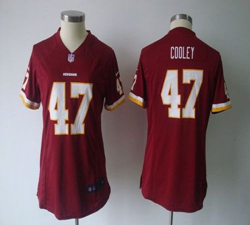 Redskins #47 Chris Cooley Burgundy Red Team Color Women's NFL Game Jersey