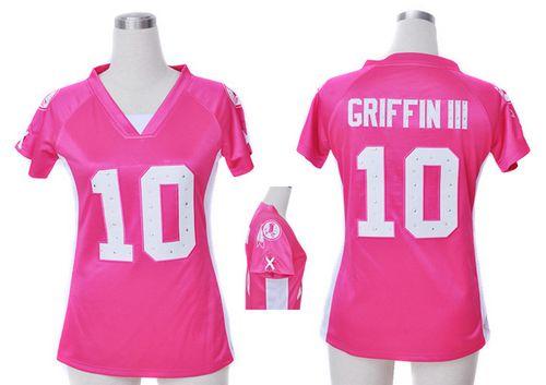 Redskins #10 Robert Griffin III Pink Draft Him Name & Number Top Women's Stitched NFL Elite Jersey