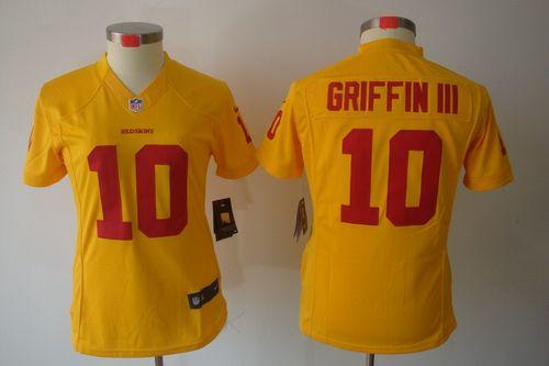  Redskins #10 Robert Griffin III Gold Women's Stitched NFL Limited Jersey