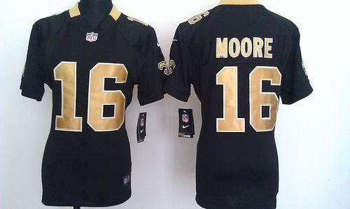 Saints #16 Lance Moore Black Team Color Women's Stitched NFL Elite Jersey