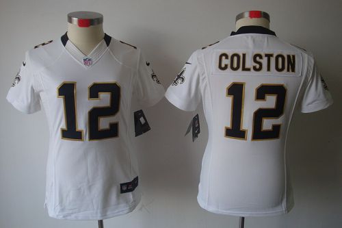 Saints #12 Marques Colston White Women's Stitched NFL Limited Jersey