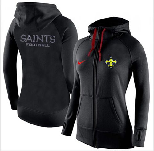 Women's New Orleans Saints Full Zip Performance Hoodie Black