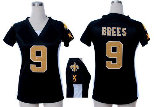 Saints #9 Drew Brees Black Team Color Draft Him Name & Number Top Women's Stitched NFL Elite Jersey