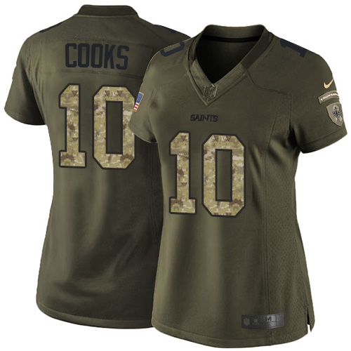 Saints #10 Brandin Cooks Green Women's Stitched NFL Limited Salute to Service Jersey