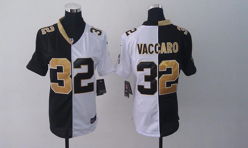 Saints #32 Kenny Vaccaro Black/White Women's Stitched NFL Elite Split Jersey