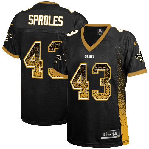 Saints #43 Darren Sproles Black Team Color Women's Stitched NFL Elite Drift Fashion Jersey