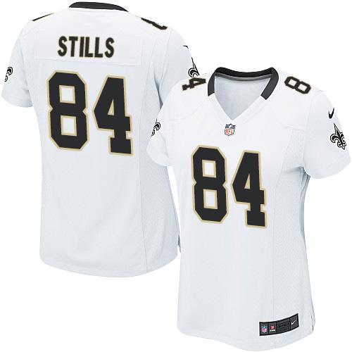 Saints #84 Kenny Stills White Women's Stitched NFL Elite Jersey