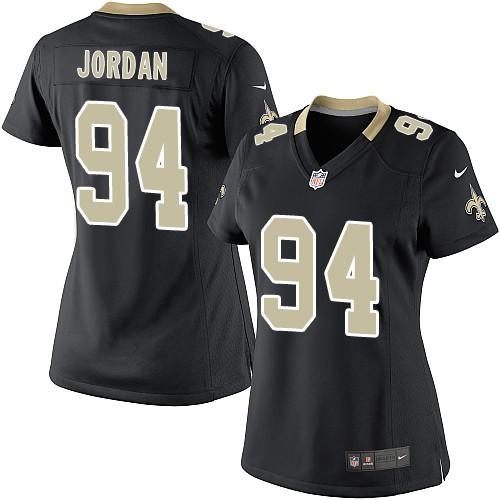 Saints #94 Cameron Jordan Black Team Color Women's Stitched NFL Elite Jersey