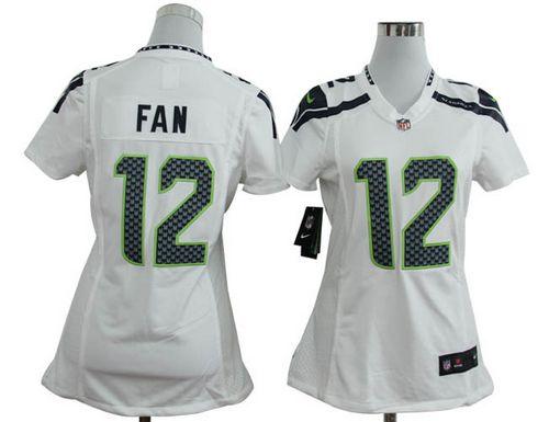 Seahawks #12 Fan White Women's Stitched NFL Elite Jersey