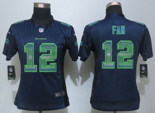 Seahawks #12 Fan Steel Blue Team Color Women's Stitched NFL Elite Strobe Jersey