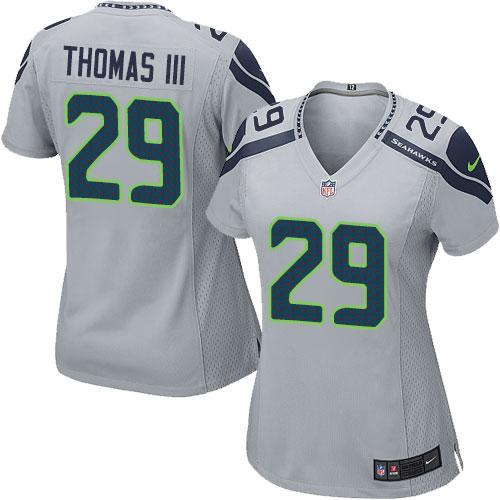 Seahawks #29 Earl Thomas III Grey Alternate Women's Stitched NFL Elite Jersey